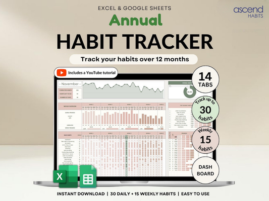 Habit Tracker for Google Sheets & Excel